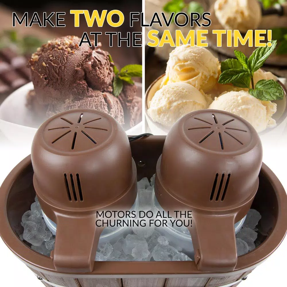 Nostalgia 4 Qt. In Brown Electric Double Flavor Ice Cream Maker - Image 6