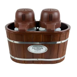 Nostalgia 4 Qt. In Brown Electric Double Flavor Ice Cream Maker