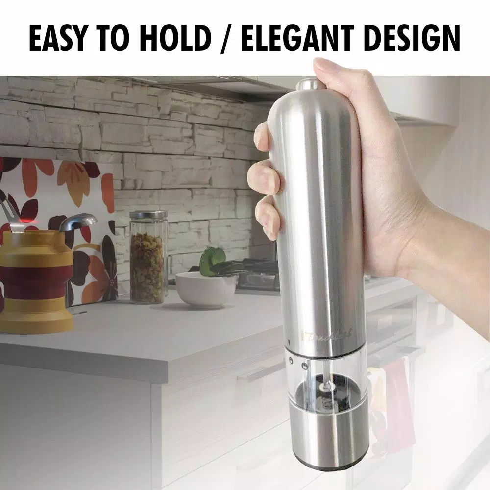 ITouchless Brushed Stainless Steel Salt & Pepper Mill - Image 2