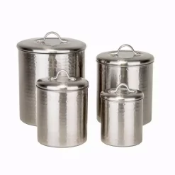 Old Dutch 4-Piece Hammered Canister Set In Brushed Nickel