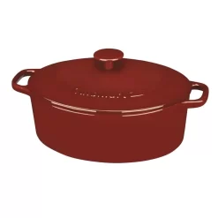 Cuisinart Chef’s Classic 5.5 Qt. Oval Cast Iron Dutch Oven In Cardinal Red With Lid