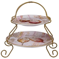 Certified International Wine All The Time Multi-Colored 7 In. And 9 In. 2-Tier Server