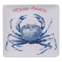 Certified International Nautical Life Multi-Colored 12.5 In. Earthenware Square Crab Platter