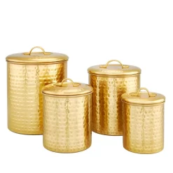 Old Dutch 4-Piece Decor Champagne “Hammered” Storage Canister Set