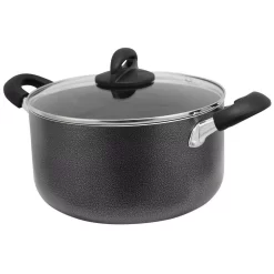 Oster Clairborne 6 Qt. Round Aluminum Nonstick Dutch Oven In Charcoal Gray With Glass Lid