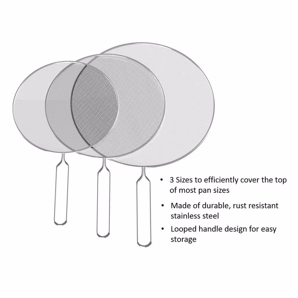 Classic Cuisine Stainless Steel Mesh Silver Splatter Screen Guards (3-Pack) - Image 3