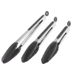 Classic Cuisine Stainless Steel With Silicone Tips Kitchen Tong (Set Of 3)