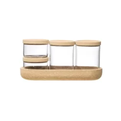 3R Studios 4-Piece Glass Containers With Cork Lids And Tray