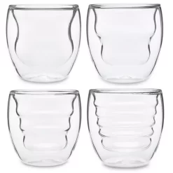 Ozeri Curva Artisan Series 8 Oz. Double Wall Beverage Glasses And Tumblers (Set Of 4)