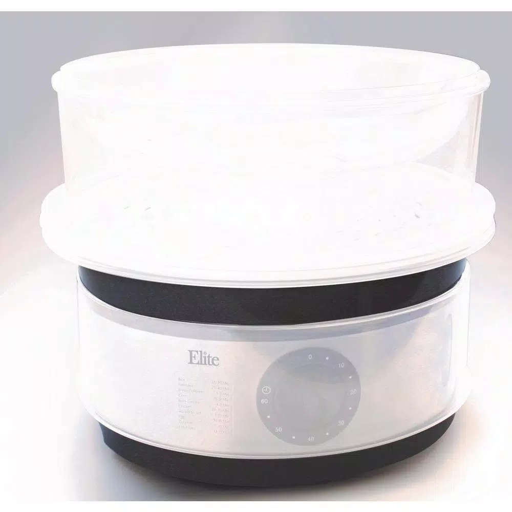Elite 8.5 Qt. Stainless Steel Plastic 3-Tier Food Steamer - Image 2