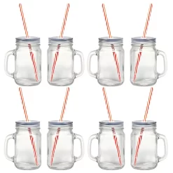 Starfrit 12-Piece Glass Mason Jar Set With Eco-Friendly Reusable Straws