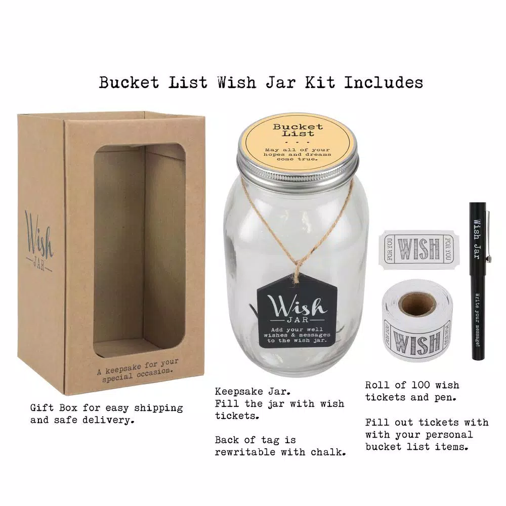 Stonebriar Collection Top Shelf Glass Bucket List Wish Jar - Image 5