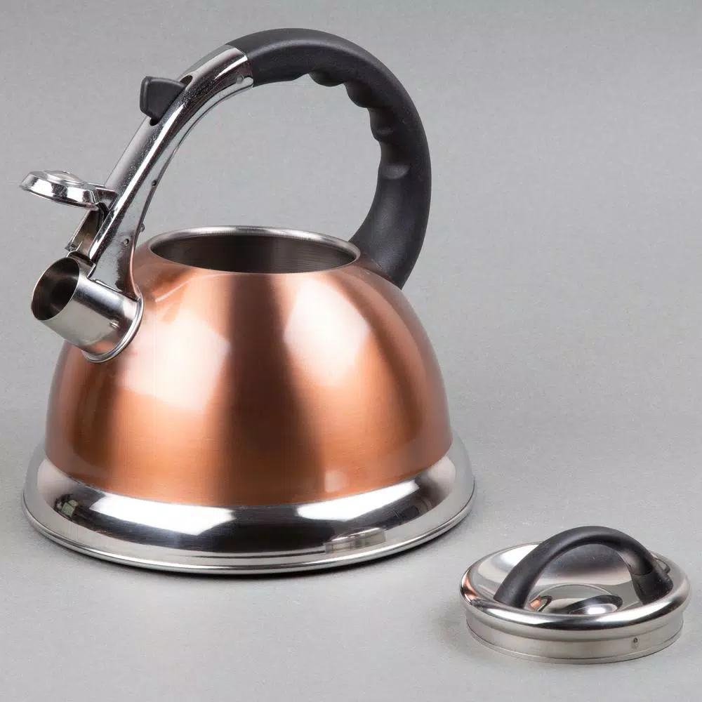 Creative Home Camille 3.0 Qt. Stainless Steel Whistling Tea Kettle With Aluminum Capsulated Bottom In Metallic Copper - Image 5