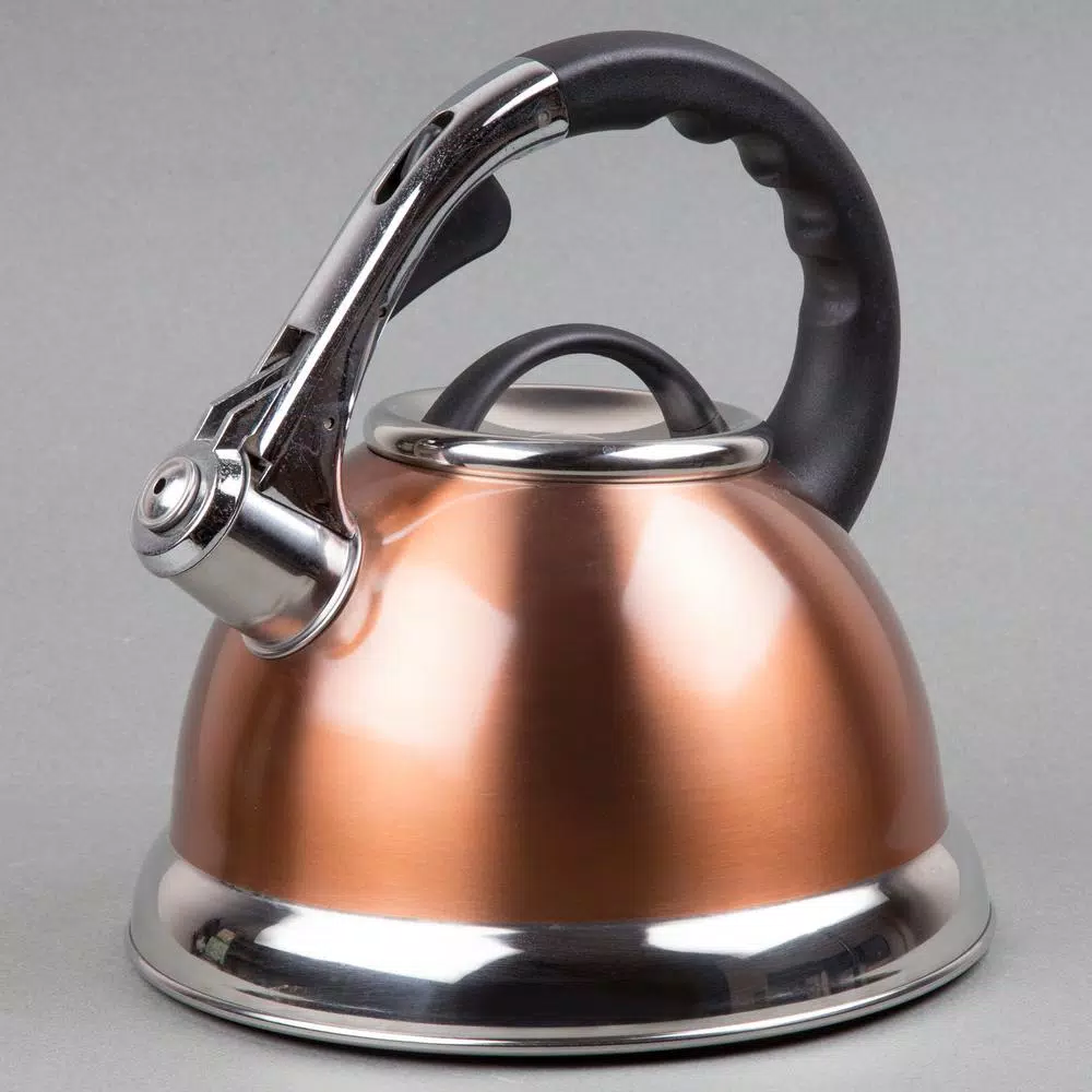 Creative Home Camille 3.0 Qt. Stainless Steel Whistling Tea Kettle With Aluminum Capsulated Bottom In Metallic Copper - Image 3