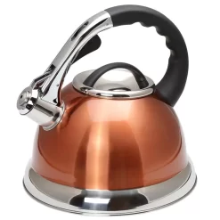 Creative Home Camille 3.0 Qt. Stainless Steel Whistling Tea Kettle With Aluminum Capsulated Bottom In Metallic Copper