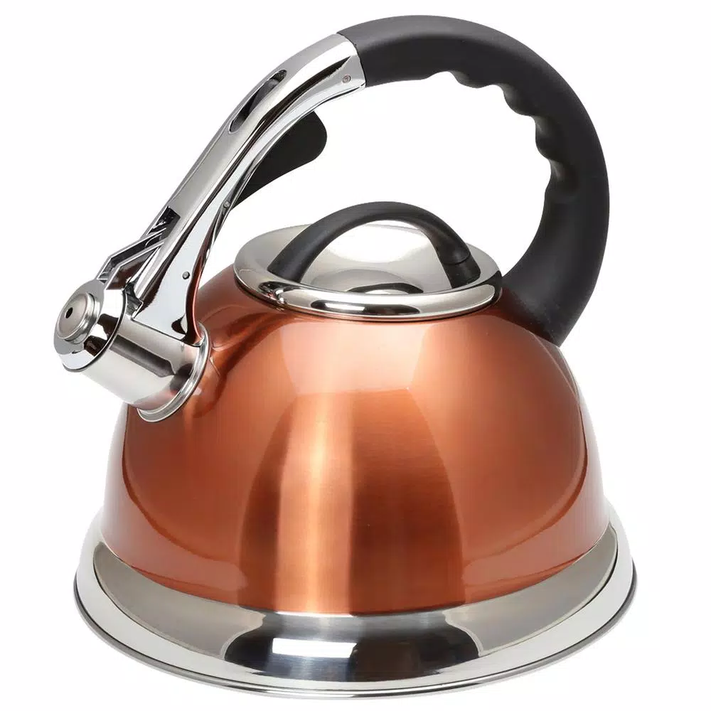 Creative Home Camille 3.0 Qt. Stainless Steel Whistling Tea Kettle With Aluminum Capsulated Bottom In Metallic Copper