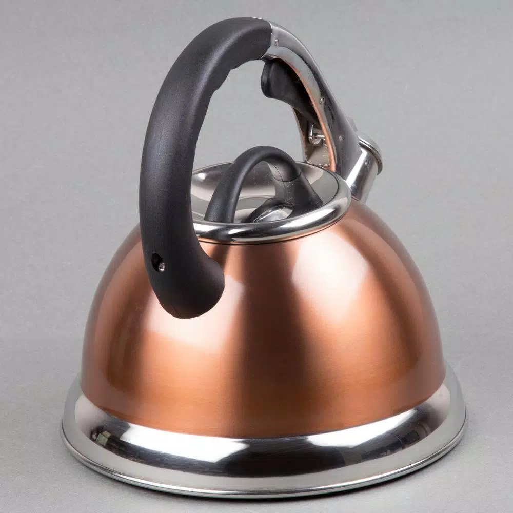 Creative Home Camille 3.0 Qt. Stainless Steel Whistling Tea Kettle With Aluminum Capsulated Bottom In Metallic Copper - Image 6