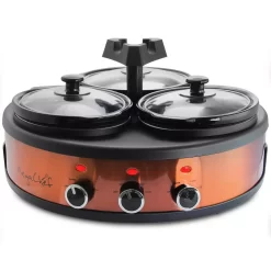 MegaChef Triple 4.5 Qt. Copper Slow Cooker With Glass Lids