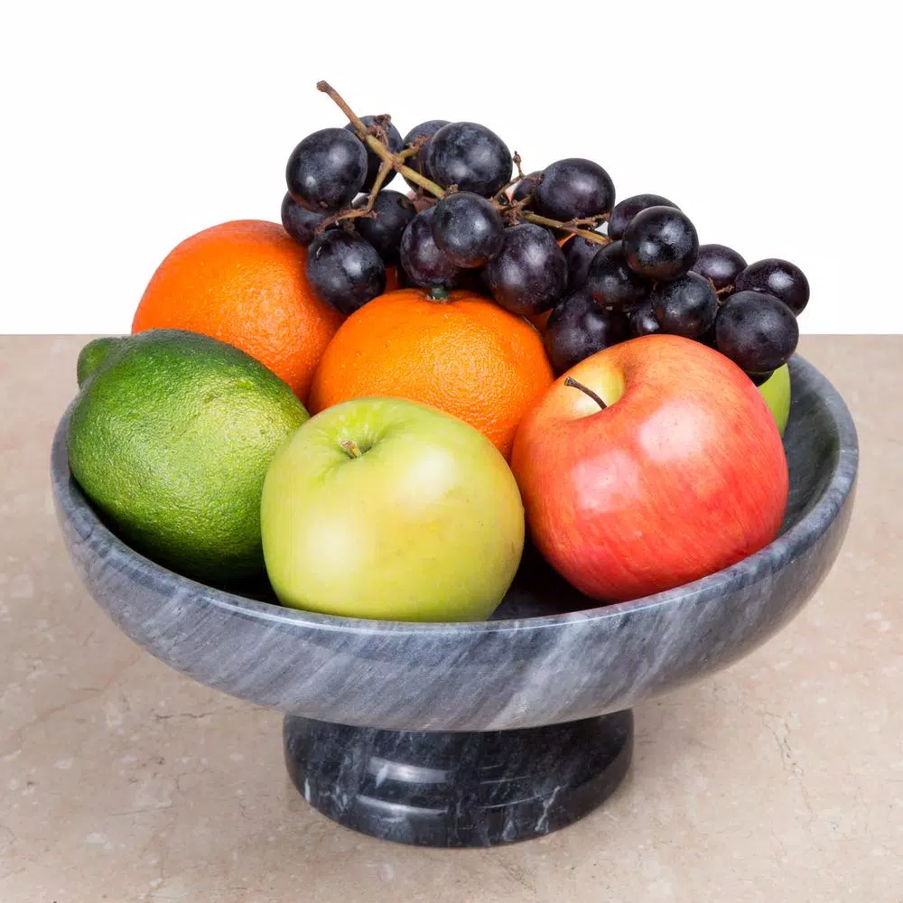 Creative Home Natural Black Marble Fruit Bowl On Pedestal - Image 7