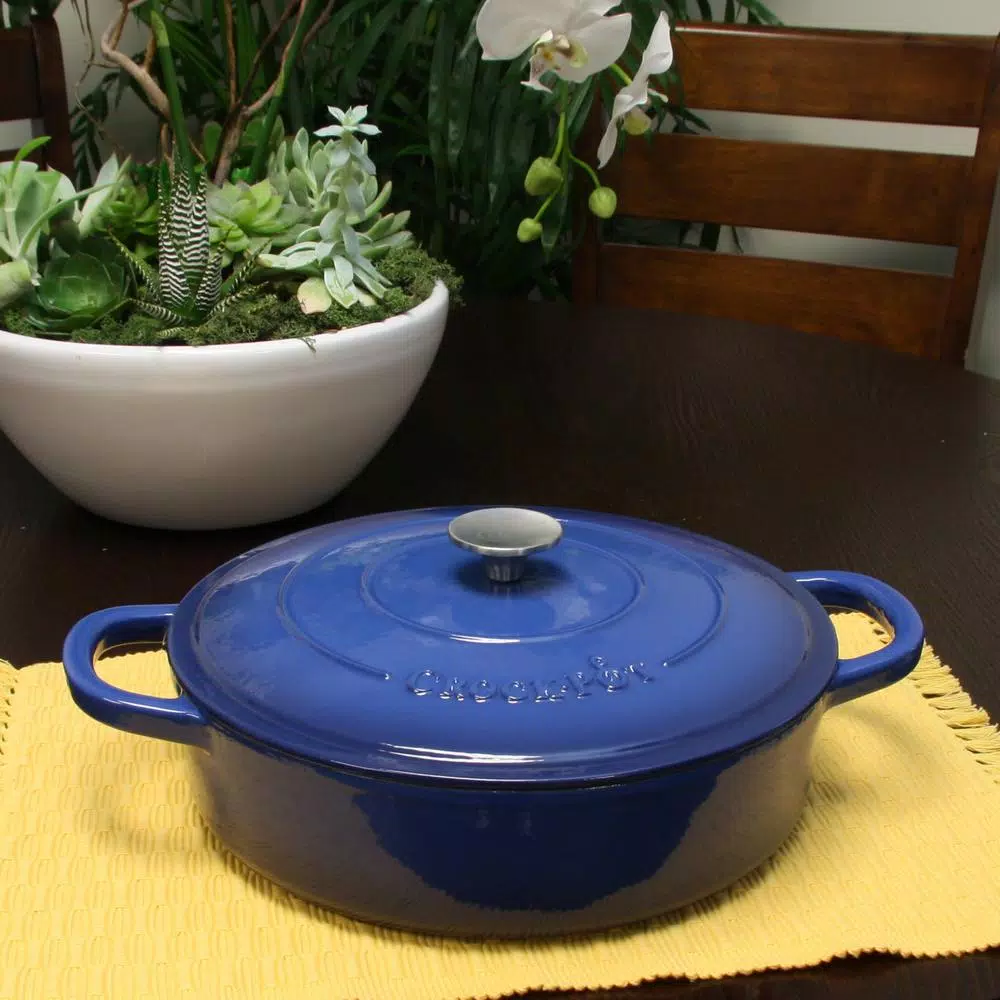 Crock-Pot Artisan 5 Qt. Enameled Cast Iron Round Braiser Pan With Self Basting Lid - Image 4