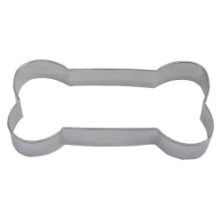 CybrTrayd 12-Piece 6 In. Dog Bone Tinplated Steel Cookie Cutter & Recipe