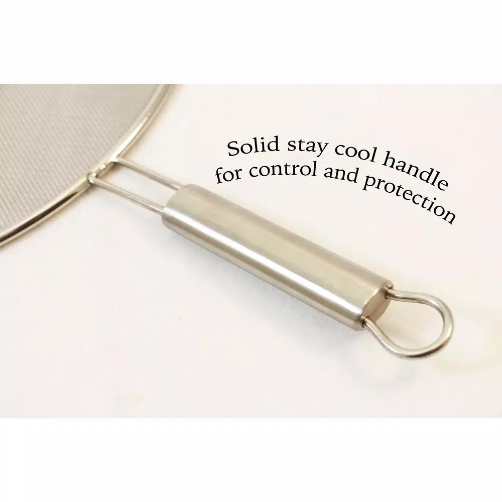 ExcelSteel 13 In. Stainless Fine Mesh Splatter Screen With Solid Handle - Image 3