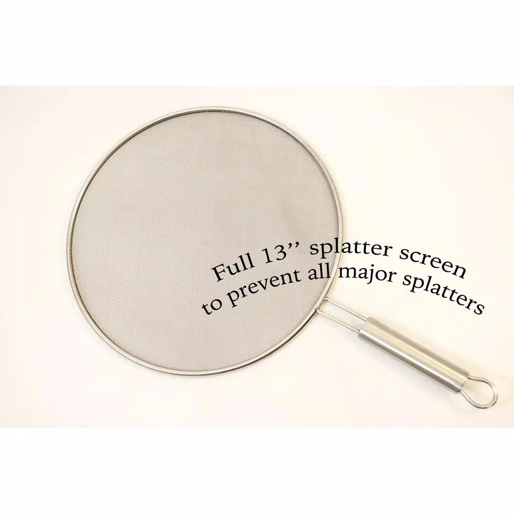ExcelSteel 13 In. Stainless Fine Mesh Splatter Screen With Solid Handle - Image 2