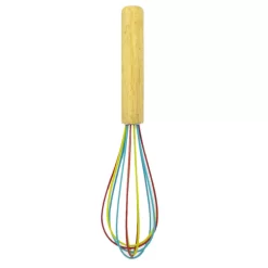 ExcelSteel 10 In. Silicone Tri-Color Whisk With Wooden Handle