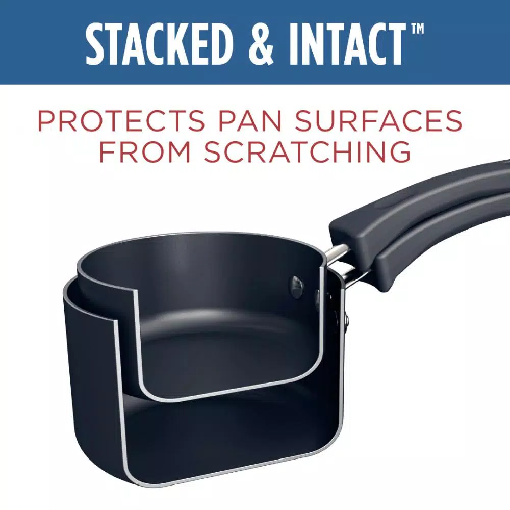 Farberware Neat Nest Space Saving 1 Qt. Aluminum Nonstick Sauce Pan In Black With Glass Lid - Image 6