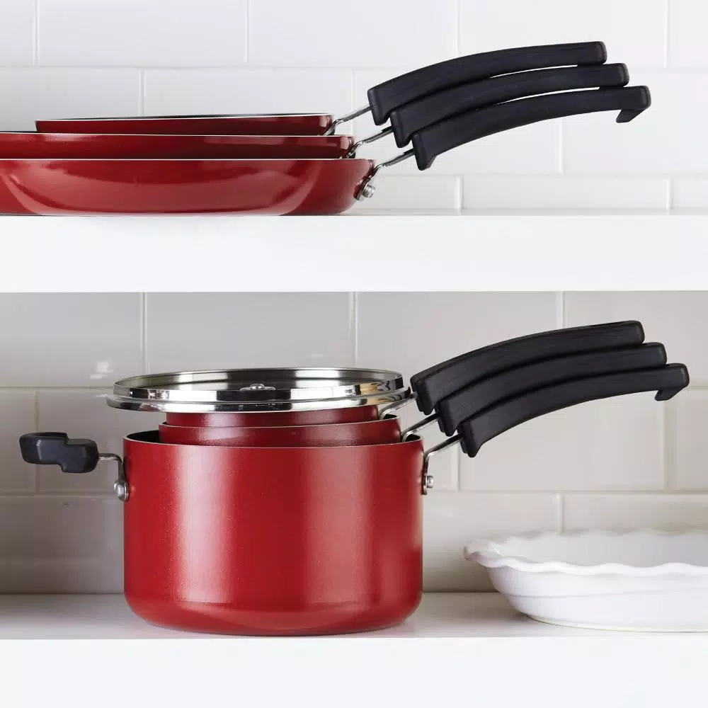 Farberware Neat Nest Space Saving 1 Qt. Aluminum Nonstick Sauce Pan In Black With Glass Lid - Image 9