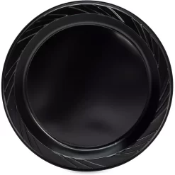 Genuine Joe 9 In. Black Disposable Plastic Plates (125 Per Case)