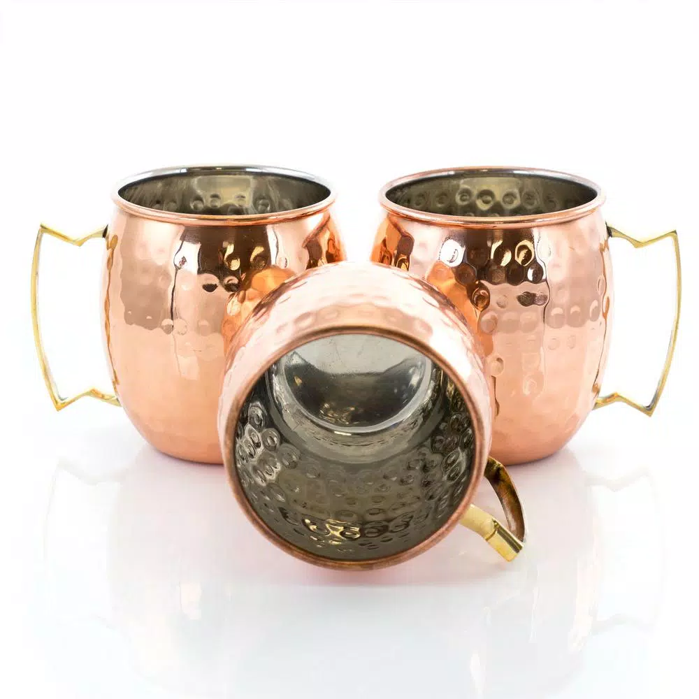 Gibson 18 Oz. Copper Hammered Brass Muel Mugs (Set Of 8) - Image 4