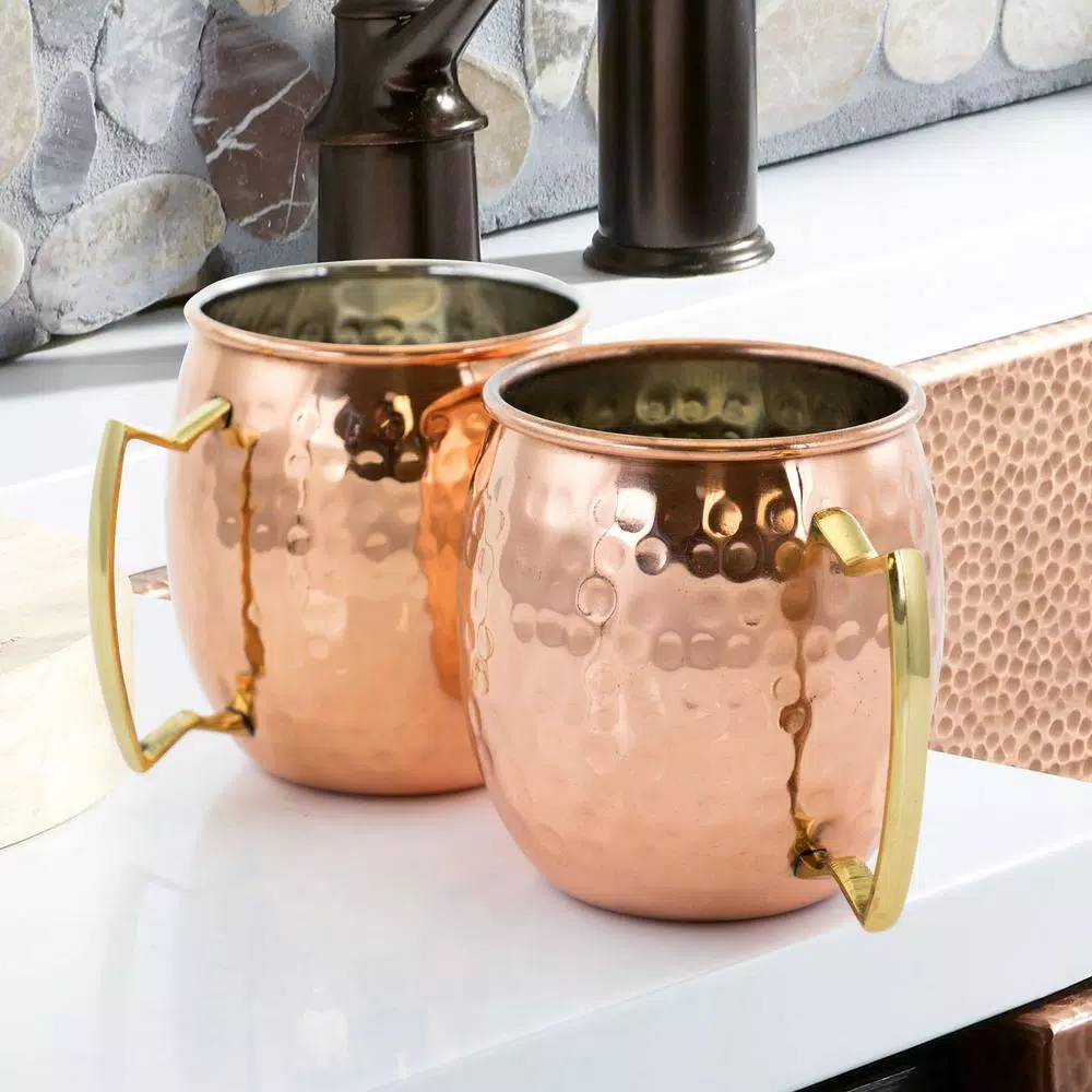 Gibson 18 Oz. Copper Hammered Brass Muel Mugs (Set Of 8) - Image 5