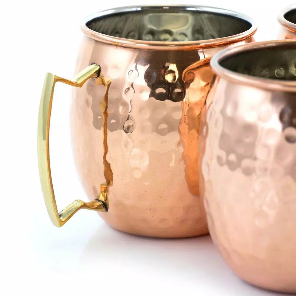 Gibson 18 Oz. Copper Hammered Brass Muel Mugs (Set Of 8) - Image 3