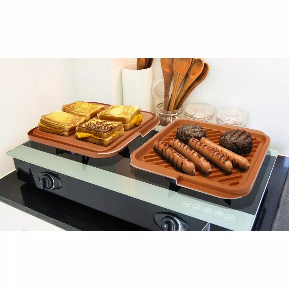 Gotham Steel 12 In. X 11 In. Aluminum Ti-Ceramic Non-Stick Square Reversible Double Grill - Image 2