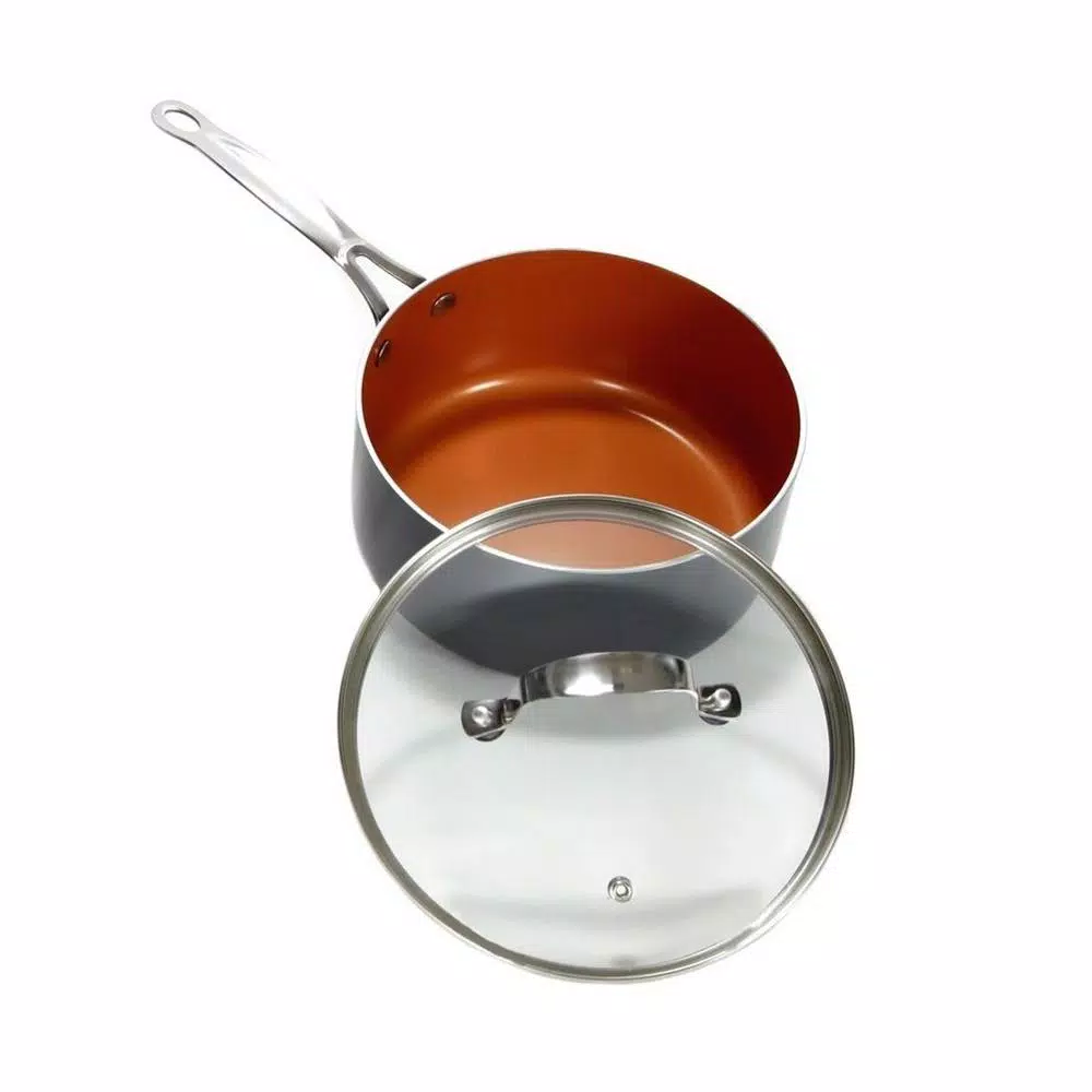 Gotham Steel 3 Qt. Aluminum Ti-Ceramic Nonstick Sauce Pan With Glass Lid