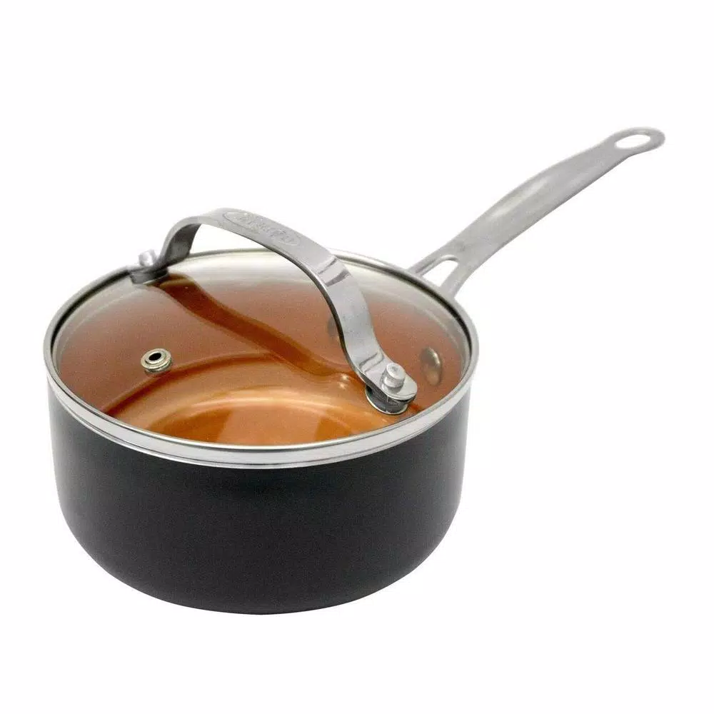 Gotham Steel 3 Qt. Aluminum Ti-Ceramic Nonstick Sauce Pan With Glass Lid - Image 2