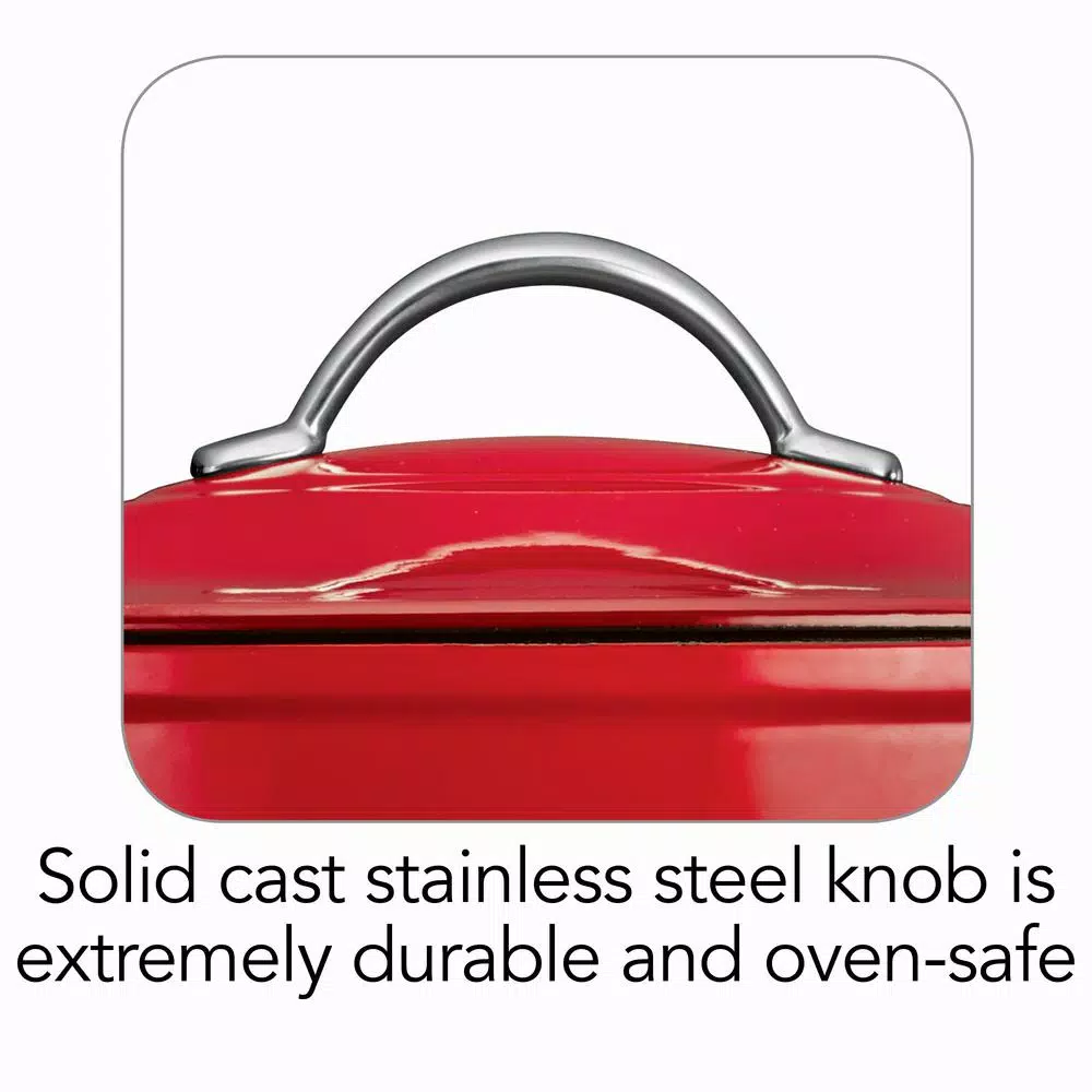 Tramontina Gourmet Enameled 6.5 Qt. Oval Cast Iron Dutch Oven In Gradated Red With Lid - Image 4