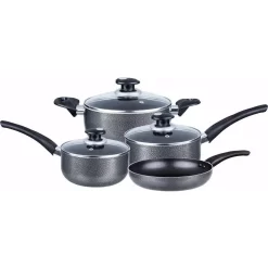 Brentwood 7-Piece Aluminum Nonstick Cookware Set In Granite