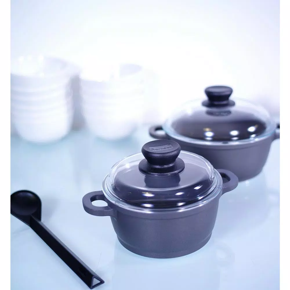 Berndes Tradition 1.25 Qt. Round Cast Aluminum Nonstick Dutch Oven In Gray With Glass Lid - Image 3