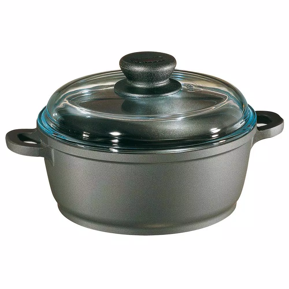 Berndes Tradition 1.25 Qt. Round Cast Aluminum Nonstick Dutch Oven In Gray With Glass Lid