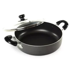 Better Chef 14 In. Aluminum Nonstick Frying Pan In Gray With Glass Lid