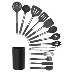 MegaChef Gray Silicone And Stainless Steel Cooking Utensils (Set Of 14)