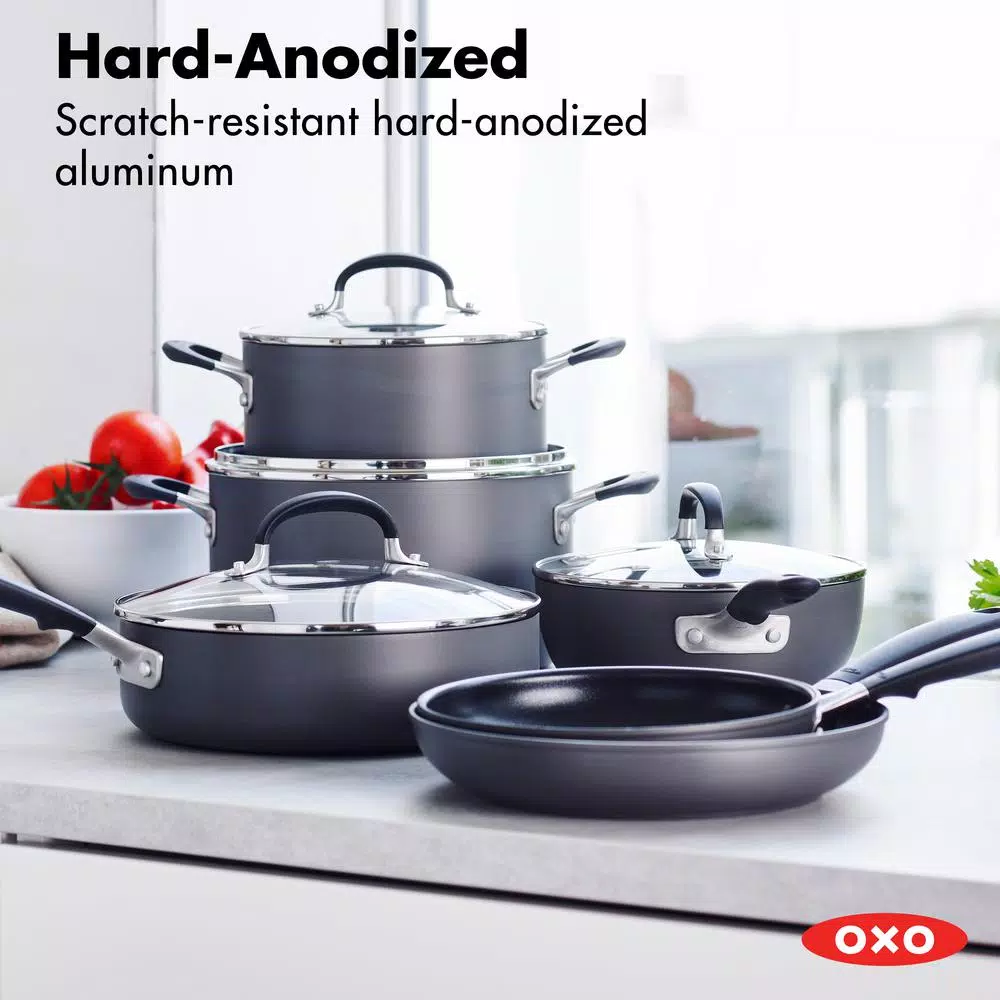 OXO Good Grips 10-Piece Hard-Anodized Aluminum Nonstick Cookware Set In Gray - Image 2