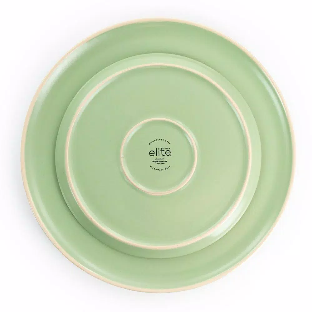GIBSON Elite Serenade 16-Piece Green Round Stoneware Dinnerware Set - Image 5