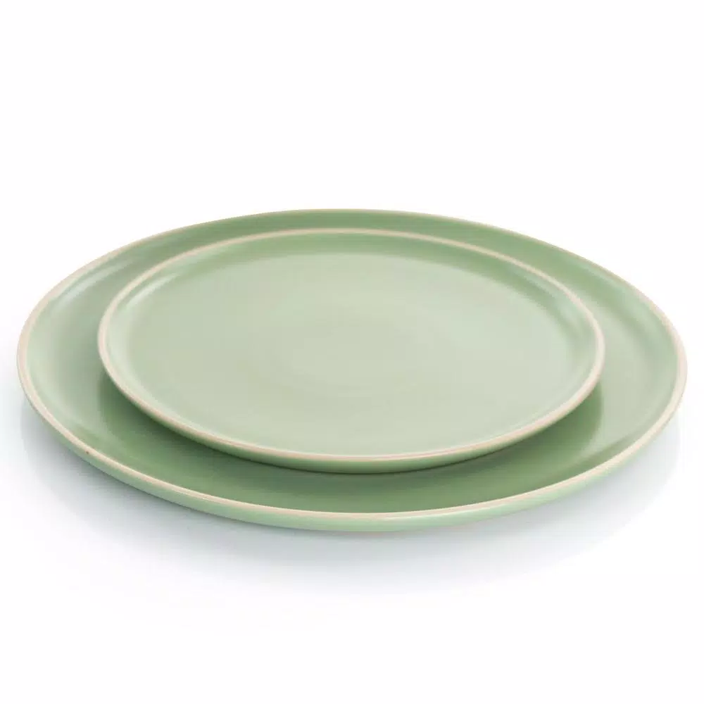 GIBSON Elite Serenade 16-Piece Green Round Stoneware Dinnerware Set - Image 3