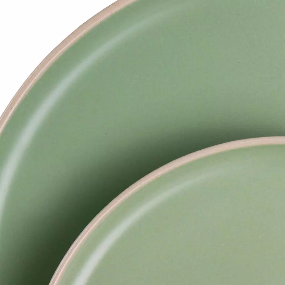 GIBSON Elite Serenade 16-Piece Green Round Stoneware Dinnerware Set - Image 8