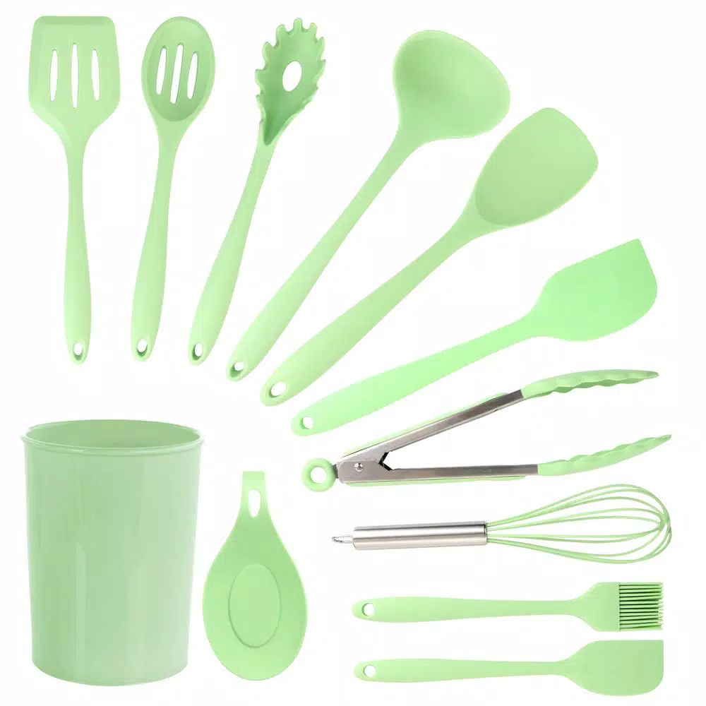 MegaChef Mint Green Silicone Cooking Utensils, (Set Of 12)