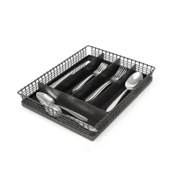 Spectrum 2 In. H X 10 In. L X 13.5 In. W Vintage 5-Divider Industrial Gray Steel Silverware Tray