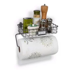 Spectrum Vintage Wall Mount Basket With Paper Towel Holder